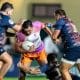 Jogadores dos Cobras e Pampas em ação pelo Super Rugby Américas