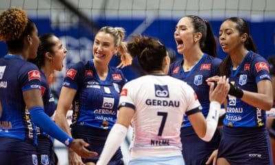 Vitória do Minas sobre o Osasco, em partida válida pela semifinal da Superliga Feminina (Hedgard Moraes/Minas Tênis Clube)