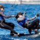 Martine Grael e Kahena Kunze enquanto disputam o Troféu Princesa Sofia de vela Martine e Kahena