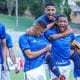 Jogadores do Cruzeiro comemoram gol / São Paulo e Cruzeiro somam três pontos no Brasileirão sub-20 Brasileiro sub-20