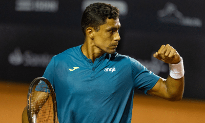 Thiago Monteiro enquanto vibra no Masters de Madrid / Roland Garros / Challenger