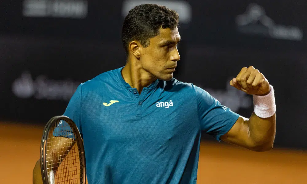 Thiago Monteiro enquanto vibra no Masters de Madrid / Roland Garros / Challenger