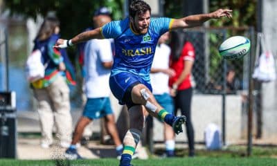 Brasil Tupis enquanto jogam no Challenger Series de rugby sevens