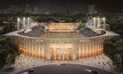 Mas - projeto do Novo Pacaembu com a pista de atletismo em volta do campo CBAt