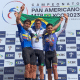 Vinicius Howe no centro do pódio do Pan-Americano de ciclismo mountain bike ao lado de atletas de Colômbia e Venezuela