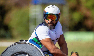Ariosvaldo Fernandes, o Parré, durante disputa do Grand Prix de Nottwil de atletismo paralímpico