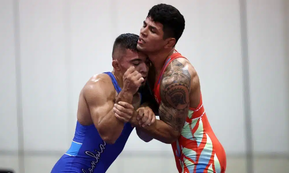 Lutador brasileiro Kenedy Pedrosa em ação (Osvaldo Aguilar/UWW)