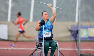 A atleta Beth Gomes, que registrou novo recorde mundial no lançamento de dardo no Circuito Loterias Caixa (Marcello Zambrana/CPB)