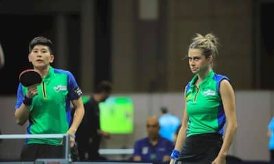 Mesatenistas brasileiras Luca Kumahara e Bruna Takahashi (Foto: WTT)