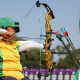 Jane Karla em ação durante Copa Europeia de tiro com arco paralímpico