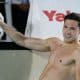 Kayky Mota comemorando marca nos 100m borboleta