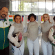 Mariana Pistoia ao lado das companheiras que disputam a Copa do Mundo de florete em Plovdiv