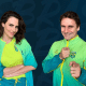 Casal Murilo Rosa e Fernanda Tavares com o uniforme de novo padrinho do COB