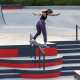 Rayssa Leal durante disputa do X Games de Chiba de skate street; junto com Augusto Akio e Isadora Pacheco