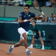 Thiago Monteiro durante partida com Mannarino no Masters de Roma