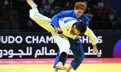 Willian Lima projetando adversário no Mundial de judô