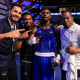 Wanderley Pereira e membros da comissão técnica no Mundial de boxe masculino, em Tashkent