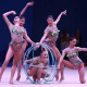 meninas do conjunto brasileiro durante apresentação dos cinco arcos na Copa do Mundo de ginástica rítmica