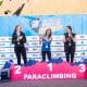 Marina Dias no pódio da Copa do Mundo de paraescalada