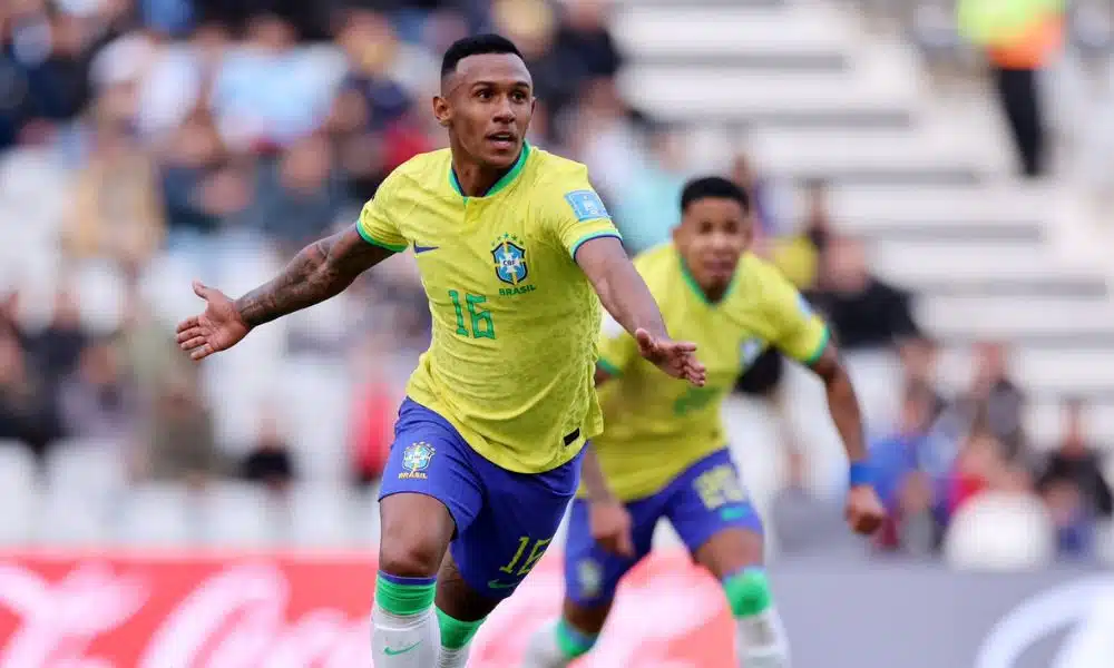 Marquinhos comemora o segundo gol do Brasil contra a Nigéria na Copa do Mundo Sub-20 de futebol