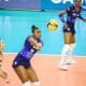 Luiza Vicente faz manchete no jogo contra o Juan Ferreira pelo Sul-Americano de clubes de vôlei feminino