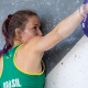 Anja Kohler durante escalada na Copa do Mundo de escalada esportiva. Mateus Bellotto e Richard Schwark Pan-Americano de escalada