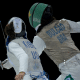 Ana Beatriz Bulcão em ação na Copa do Mundo de florete em Tbilisi, junto a Mariana Pistoia
