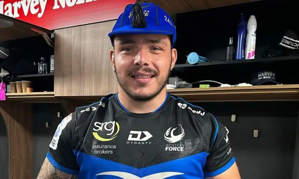 Brasileiro Wilton Rebelo, primeiro jogador do país a jogar na Super Rugby Pacific (Reprodução/Instagram/@westernforce)