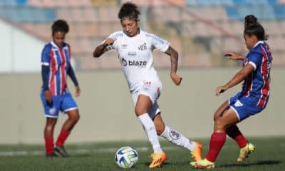 Confronto entre Santos e Bahia, válido pelo Brasileiro Feminino (Reprodução/Twitter/@SereiasDaVila)