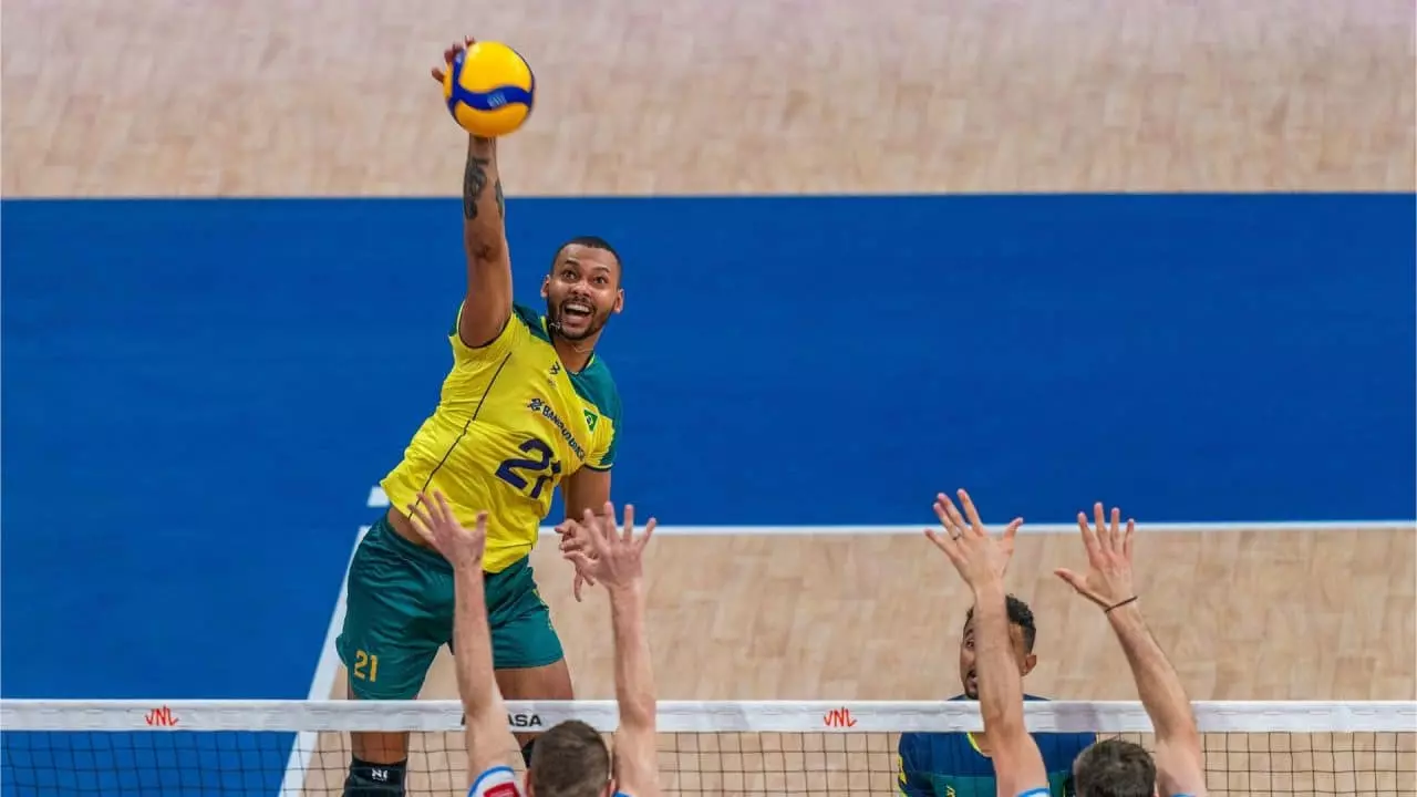A seleção brasileira venceu a Eslovênia por 3 sets a 0 na Liga das Nações (VNL)