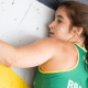 Laura Timo em ação no lead da escalada esportiva na Copa do Mundo de Villars