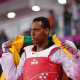 Maicon Andrade em ação no Grand Prix de Roma de taekwondo, junto a Ícaro Miguel