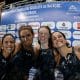 Nathalia Almeida, Maria Fernanda Costa, Stephanie Balduccini formam o revezamento 4x200m no Mundial de Fukuoka