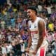 Na imagem, comemoração do jogador do Sesi Franca contra o São Paulo, na partida do NBB.