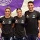 Camilla Gomes, Alice Gomes e Rayan Dutra posam para foto em Portugal na Copa do Mundo