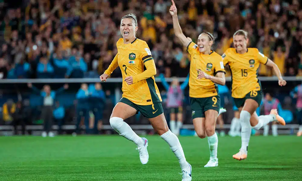 Na imagem, comemoração do time da Austrália.