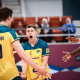 Jogadores do Brasil vibram com vitória sobre o Egito no Mundial Sub-21 de vôlei masculino