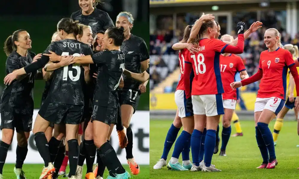 Confronto entre Nova Zelândia e Noruega, válido pela estreia da Copa do Mundo Feminina (John Cowpland/Associated Press e IconSport)