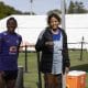 Etiene Medeiros em visita ao treino da Seleção Brasileira de Futebol Feminino para Copa do Mundo Feminina
