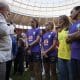 Na imagem, Presidente da República, Lula, visita treino da Seleção Feminina Principal na Arena BRB Mané Garrincha.