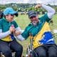 Na imagem, Jane Karla e Reinaldo Charão comemorando a conquista da medalha de prata no Mundial de Tiro com Arco Paralímpico.