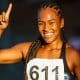 Lorraine Martins comemora a vitória nos 200m no Troféu Brasil de atletismo