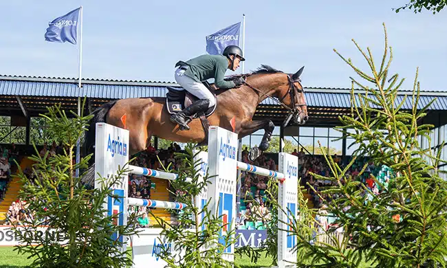 Na imagem, Francisco Musa saltando obstáculo com seu cavalo.