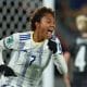 Na imagem, jogadora das Filipinas comemorando o gol contra a Nova Zelândia.