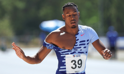 Paulo André logo após a prova dos 100m rasos no Troféu Brasil de Atletismo