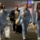 Jogadoras da seleção brasileira de futebol feminino no Aeroporto de Brisbane após chegar na Austrália para a Copa do Mundo Feminina