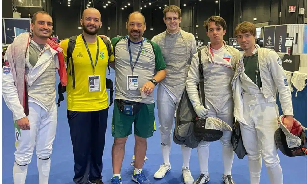 Time de florete masculino no Mundial de Esgrima com Guilherme Toldo Pedro Marostega Lorenzo Mion e Paulo Morais