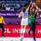 Damiris, do Brasil, faz arremesso da zona morta no duelo contra Porto Rico na semifinal da Americup Feminina