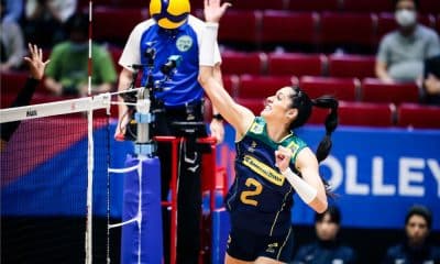 Central Diana em ação pela seleção brasileira de vôlei na Liga das Nações de vôlei feminino VNL
