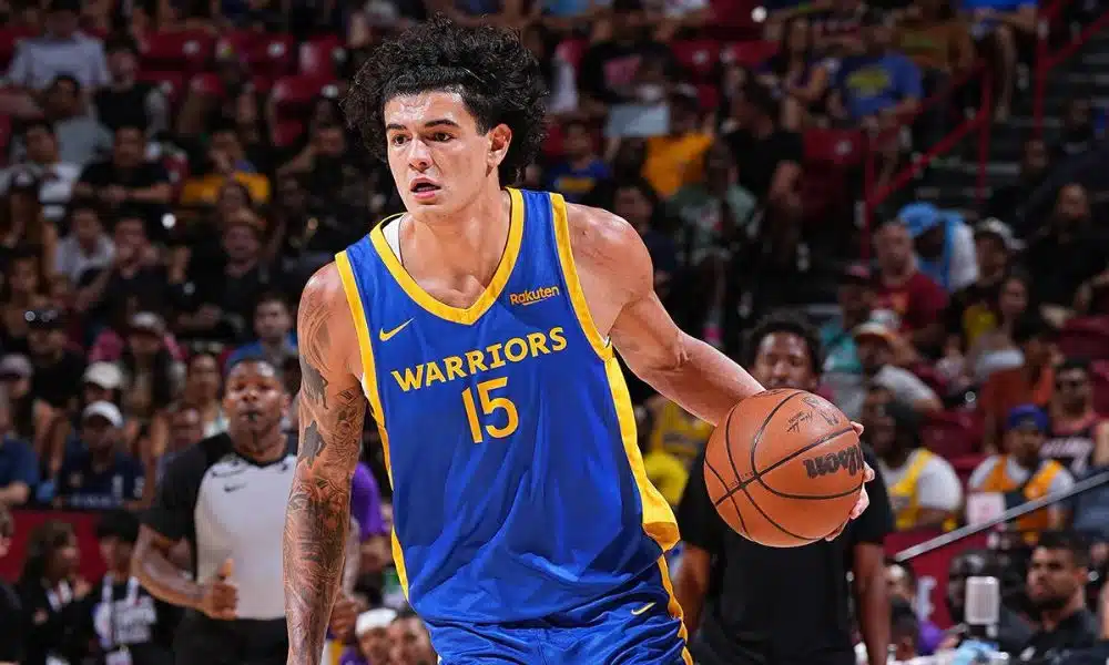 Gui Santos em ação na NBA Summer League pelo Golden State Warriors